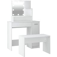 Shumee Dressing Table Set with LED White Composite Wood - Dressing Table
