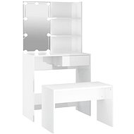 Shumee Dressing Table Set with LED White High Gloss Composite Wood, 3114111 - Dressing Table