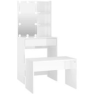 Shumee Dressing Table Set with LED White High Gloss Composite Wood, 3114135 - Dressing Table