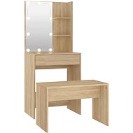 Shumee Dressing table set with LED oak sonoma composite wood - Dressing Table
