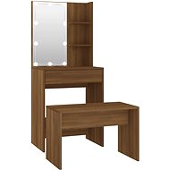 Shumee Dressing Table Set with LED Brown Oak Composite Wood - Dressing Table