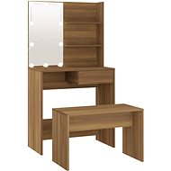 Shumee Dressing table set with LED brown oak composite wood, 3114114 - Dressing Table