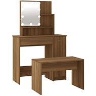 Shumee Dressing table set with LED brown oak composite wood, 3114122 - Dressing Table