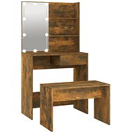 Shumee Dressing Table Set with LED Smokey Oak Composite Wood - Dressing Table