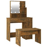 Shumee Dressing Table Set with LED Smoked Oak Composite Wood, 3114120 - Dressing Table