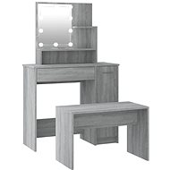 Shumee Dressing Table Set with LED Grey Sonoma Composite Wood, 3114121 - Dressing Table