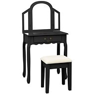 Shumee Dressing table with stool black 65 × 36 × 128 cm pavlovnia MDF - Dressing Table