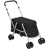 Shumee Folding dog stroller black, linen fabric - Pet Stroller