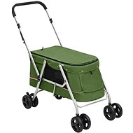 Shumee Folding dog stroller green, linen fabric - Pet Stroller