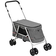 Shumee Folding dog stroller grey, linen fabric - Pet Stroller