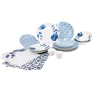 SIAKI Dining Set 24 pcs Blue All (18 Plates, 4 Place Mats, Salt/Pepper) - Dish Set