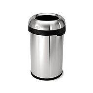 Simplehuman Waste Bin 80L, Bullet-Shaped, Open, Matte Steel - Rubbish Bin
