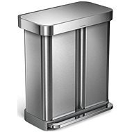 Simplehuman 58l Rectangular Pedal Dual Compartment Stainless Steel, FPP - Rubbish Bin