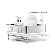 Simplehuman compact steel frame dish rack, matte steel/white plastic, FPP - Draining Board