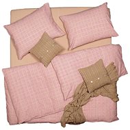 SCANquilt bed linen KREP plaid beige-ruby - Bed Linen