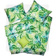 SCANquilt bed linen SATEN PLUS palm leaf green-turquoise - Bed Linen
