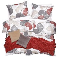 SCANquilt bed linen KREP leaves white-gray-amber - Bed Linen