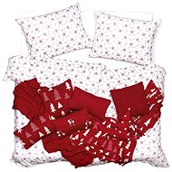 SCANquilt povlečení FLANEL vločky bíločervená - Povlečení