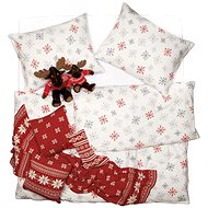 SCANquilt bed linen KLASIK SOFT flakes cream-gray-red - Bed Linen