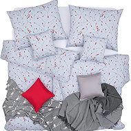 SCANquilt bed linen KLASIK birds grey 140 × 200/70 × 90 cm - Bed Linen