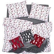 SCANquilt bed linen KLASIK polar houses red and white 140 × 200/70 × 90 cm - Bed Linen