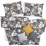 SCANquilt bed linen SATÉN DESIGN glamour grey-yellow 140 × 200/70 × 90 cm - Bed Linen