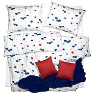 SCANquilt bed linen SATÉN DESIGN field blue-red 140 × 200/70 × 90 cm - Bed Linen