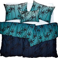 SCANquilt bed linen SATÉN DESIGN night palms blue 140 × 200/70 × 90 cm - Bed Linen