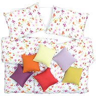 SCANquilt bed linen JERSEY flowers, stripe pink-turquoise 140 × 200/70 × 90 cm - Bed Linen