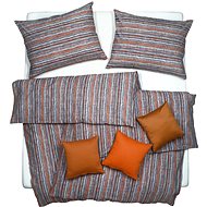 SCANquilt bedding KREP stripes turquoise-brown 140 × 200/70 × 90 cm - Bed Linen