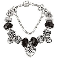 Silver Star Greenstone ladies bracelet Heart, black 20 cm - Bracelet