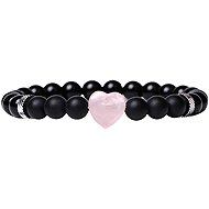 Silver Star Ebonwood ladies bracelet, black, Rose Quartz, 21 cm - Bracelet