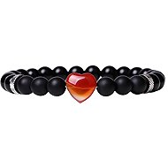 Silver Star Pearlstone ladies bracelet, black, Carnelian, 21 cm - Bracelet