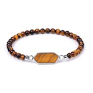 Silver Star Moonfire ladies bracelet, brown, Tiger Eye, 21 cm - Bracelet