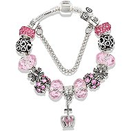 Silver Star Meridian ladies bracelet, pink, crown, 19 cm - Bracelet