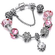 Silver Star Hailstone ladies bracelet, pink, pearl, 18 cm - Bracelet