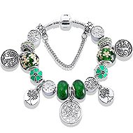 Silver Star Snowmist ladies bracelet, green, tree of life, 21 cm - Bracelet