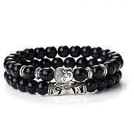 Predator Q1 Andromeda men's bracelet, Buddha, set of 2, 25 cm - Bracelet