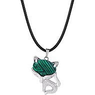 Silver Star Autumnleaf ladies chain, cat, Syn. Malachite, 45 cm - Chain Necklace