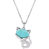 Silver Star Springwood ladies necklace, cat, Syn. Turquoise, 45 cm - Chain Necklace