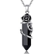 Silver Star Winterstone ladies chain, rose, Obsidian, 45 cm - Chain Necklace