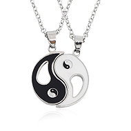 Silver Star Achernar ladies chain, set of 2 pieces, Yin Yang, 44 cm - Chain Necklace