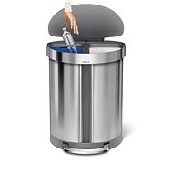 Simplehuman Pedal Waste Bin for Sorted Waste, 55L, Half-Round, Brushed Stainless Steel - Rubbish Bin