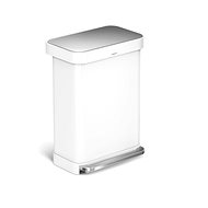 Simplehuman Pedal Bin 55l, white stainless steel, rectangular - Rubbish Bin