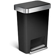 Simplehuman Waste Bin, 45l, Pedal, Rectangular, Black Plastic/Stainless Steel - Rubbish Bin