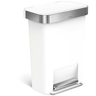 Simplehuman 45l, Pedal, Rectangular, White Plastic / Stainless Steel - Rubbish Bin