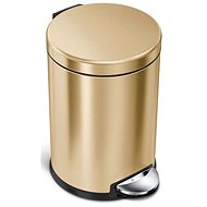 Simplehuman Tret-Abfalleimerl 4,5L, Messinggold-Edelstahl, rund, Fingerabdruck-widerstandsfähige FPP - Mülleimer