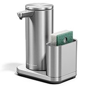 simplehuman Touch-Free Rechargeable Dispenser 266ml + Sponge Caddy, Brushed Stainless Steel - Soap Dispenser