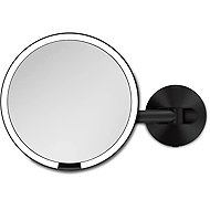 Simplehuman black wall-mounted cosmetic mirror with Sensor and LED lighting, 5× magnification - Makeup Mirror