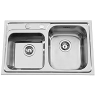 SINKS ALFA 800 DUO V 0.7mm right textured - Stainless Steel Sink